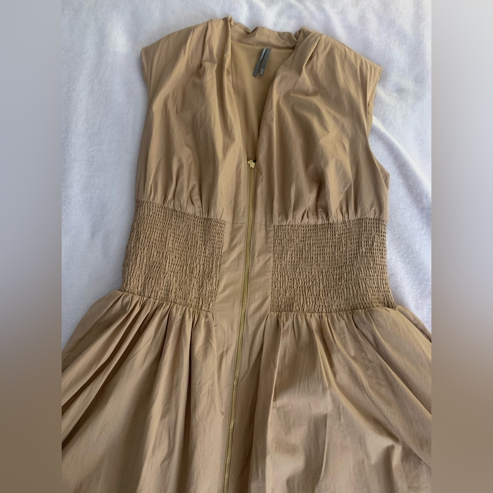 Anthropologie Tommie Cap Sleeve Smocked Front Zip 100% Cotton Plus Size Dress 1X - Picture 11 of 16